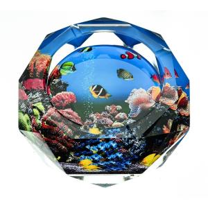 送料無料 動物柄 アニマル柄 卓上 高級 クリスタルガラス ガラス製 灰皿 アクア 水族館 魚 フィッシュ 水槽 品番：GMS00255（F）｜ghouse-ystore