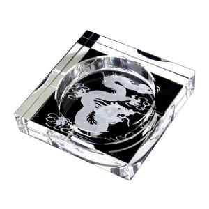 送料無料 四角　スクエア灰皿 高級クリスタルガラス灰皿 龍 品番：GMS00471(ドラゴン）｜ghouse-ystore
