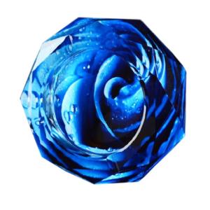 八角形 オクタゴン 多角形 卓上 高級 クリスタル ガラス製 灰皿 幻想 模様 青色 ブルー 品番：GMS00624（15cm）｜ghouse-ystore