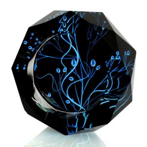 八角形 オクタゴン 多角形 卓上 花柄 花 紫 パープル 高級 クリスタル