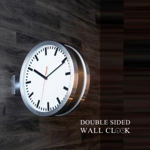 掛け時計 おしゃれ 壁掛け 時計 両面時計 モダン インダストリアル ミニマル デザイン メタル 金属製 ブラック シルバー 送料無料 GMS02281