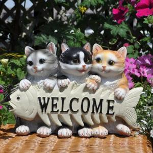 猫　白猫　アンティーク調　ガーデン雑貨　ガーデニング雑貨アンティーク　オブジェ ガーデニング 雑貨 置物 ヨーロッパ 英国製 ハンターB 猫 ガーデン雑貨