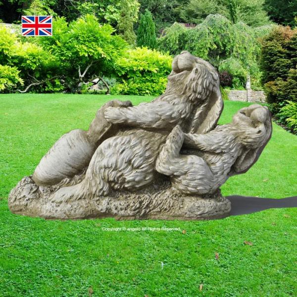 【送料無料】ストーン 英国製【うさぎ置物】弾ける笑顔が楽しい仲良しラビット【バニー＆キャロット】重さ...