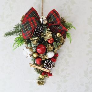 スワッグ【クリスマスツリー】ドア飾り【チェック...の詳細画像2