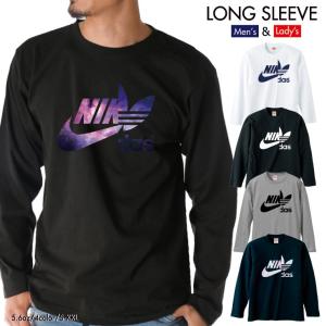 ストリート ロンT longsleeve ロングスリーブ  NIKdas ナイダス ハーフロゴ パロディ 韓国 コラボ ペアルック おしゃれ 秋冬 長袖 ユニセックス 男女共用