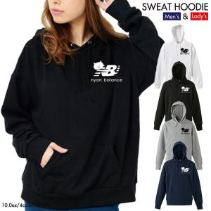 ストリート大人気ブランド パーカー 胸ロゴ ニャンバランス nyanbalance パロディ コラボ ペアルック おしゃれ 可愛い hoodie ユニセックス 男女共用