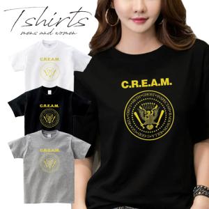 ストリート大人気ブランドTシャツ オリジナル シンプル かわいい C.R.E.A.M 英語表記 ロゴ かっこいい トレンド 個性派 半袖 Tシャツ 男女共用｜gift-case