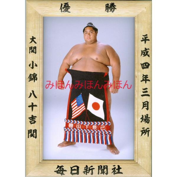 小錦八十吉関　優勝ミニ額 大相撲ミニ額 大相撲優勝額　平成４年３月場所 優勝 大関 小錦八十吉関（３...