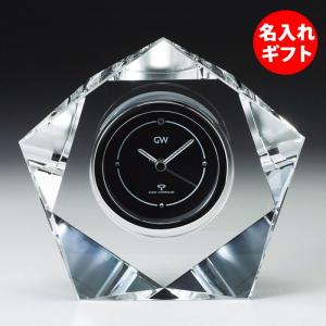 グラスワークス / ナルミ ) 3Dアース キューブクロック ガラス 時計