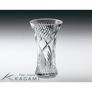 江戸切子（カガミクリスタル）花瓶 花器 F304-1753