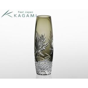 江戸切子（カガミクリスタル）一輪挿 花瓶 花器＜月下美人＞F663-2764-BLK｜gift-shop-yamato