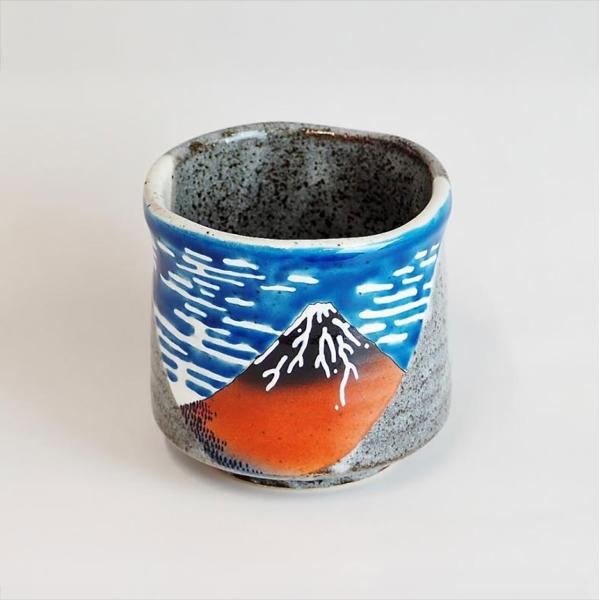 九谷焼 波口大湯呑 北斎 凱風快晴 ：美山窯 ギフト 葛飾北斎 浮世絵 アートに