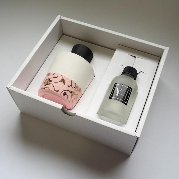 ギフト Qpor アロマディフューザーLサイズ ピンク粒柄 加賀紅茶の香りセット 本体から香る九谷焼...