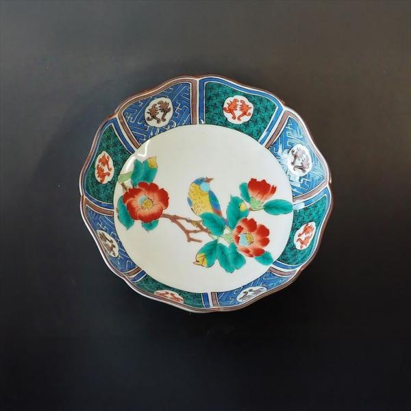 九谷焼 モッコ中鉢 古九谷椿に鳥 ：美山窯 鉢 煮物などにも