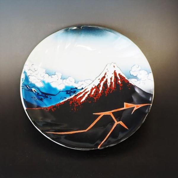 九谷焼 北斎 山下白雨 5号飾皿：美山窯 葛飾北斎 浮世絵 九谷アート
