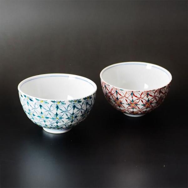 九谷焼組飯碗　花紋手描き絵付　夫婦茶碗【辻本商店】