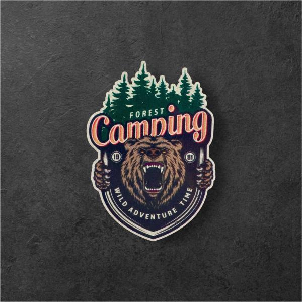 FOREST CAMPING クマ カーステッカー 車用屋外防水・反射・UVカット耐候仕様