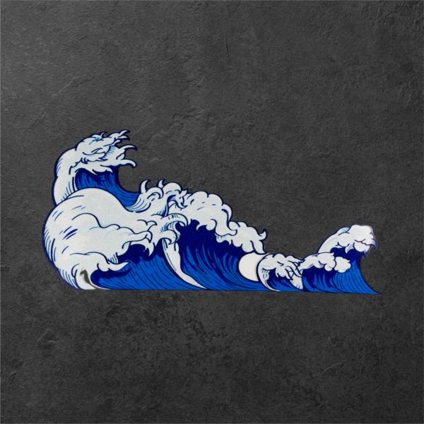 和柄浮世絵 波 紺色 A Lサイズ 葛飾北斎風日本画 カーステッカー 車用屋外防水・反射・UVカット...