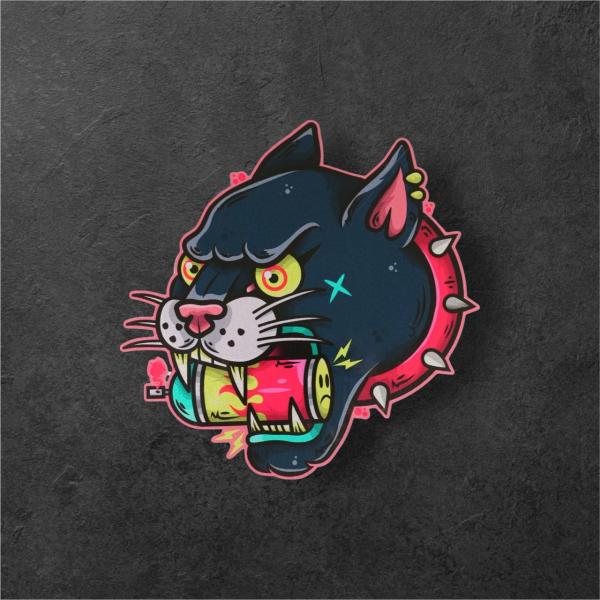 スプレーでペイントする黒豹 Sサイズ 落書き 猫 ストリート グラフィティ ストリート カーステッカ...