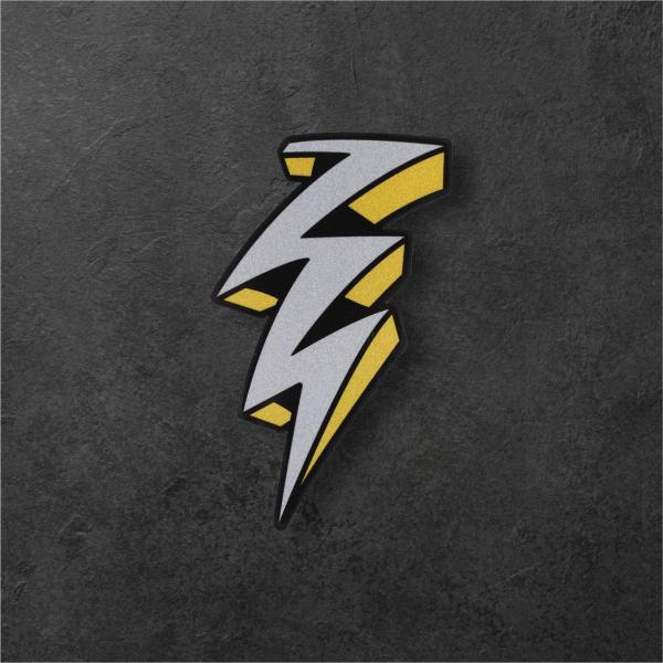アメコミ風イナズマ Lサイズ ホワイト・イエロー 雷 稲妻 カミナリ サンダー Y2K カーステッカ...