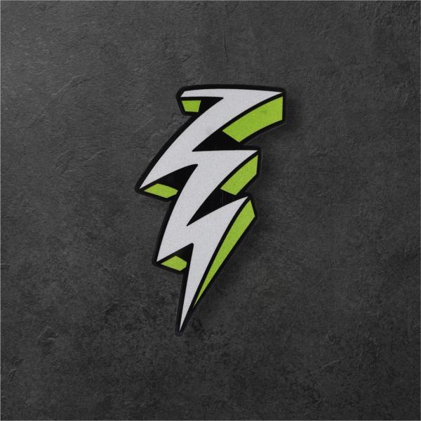 アメコミ風イナズマ Sサイズ ホワイト・グリーン 雷 稲妻 カミナリ サンダー Y2K カーステッカ...