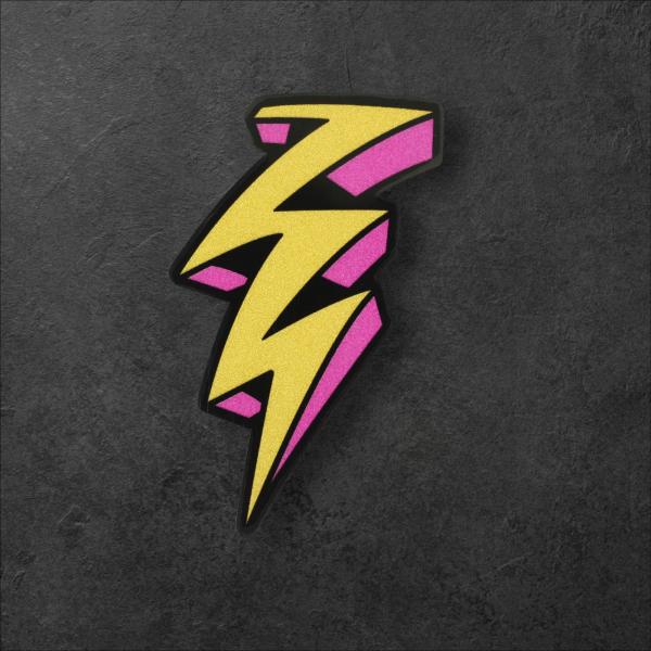 アメコミ風イナズマ Sサイズ イエロー・ピンク 雷 稲妻 カミナリ サンダー Y2K カーステッカー...