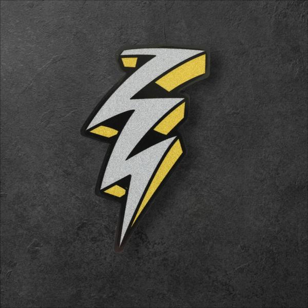 アメコミ風イナズマ Sサイズ ホワイト・イエロー 雷 稲妻 カミナリ サンダー Y2K カーステッカ...