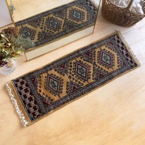 ヴィンテージラグ　トライバルラグ ヴィンテージ トライバル ラグ 57cm×30cm ブルー : giftgiftgift