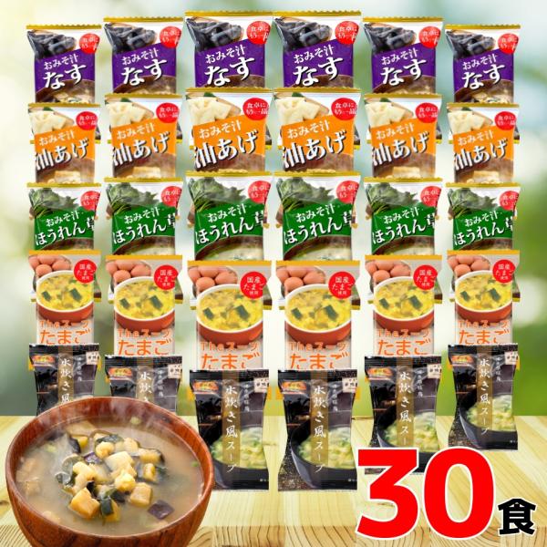 フリーズドライ 味噌汁 スープ 30食 送料無料 【ご自宅向け簡易梱包】 みそ汁 おみそ汁インスタン...