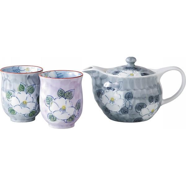 波佐見焼 一珍山茶花 茶コシ付ポット茶の間揃   TG53-03 送料無料 急須 湯呑（Q） （ギフ...