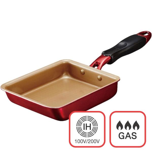 ドウシシャ 玉子焼きフライパン evercook α (エバークックアルファ) 13×18cm レッ...