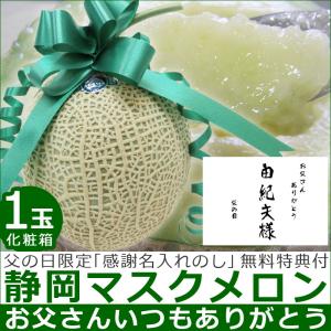 2024年 父の日 フルーツギフト 静岡マスクメロン1玉化粧箱 高級メロン 送料無料 感謝名入れのし付き 特別感のある名前入りプレゼント｜giftpark