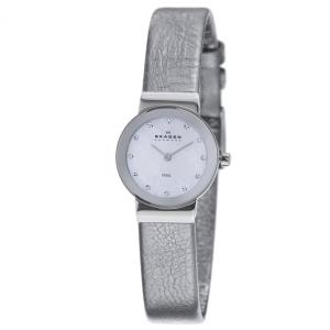 SKAGEN[スカーゲン] No.358xssls Silver Leather Strap シルバー レザーバンド  アナログ  クオーツ スモール 腕時計 デンマーク｜gifttime