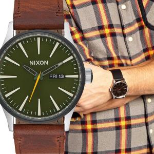 NIXON/ニクソン A1052334 THE SENTRY LEATHER Brown/Dark Green セントリー メンズ レディース ユニセックス 時計｜gifttime