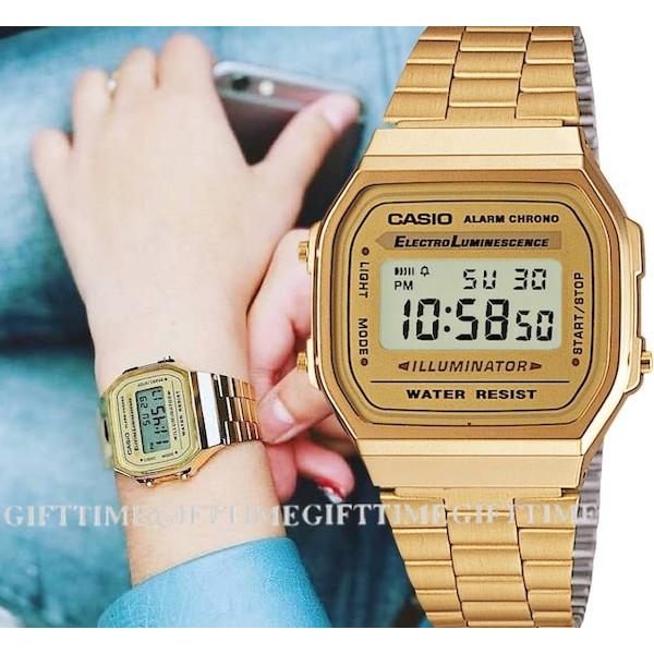 ☆[メール便]A168WG-9 スタンダード 時計 カシオ CASIO デジタル ゴールド ベージュ...