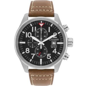 CITIZEN シチズン ブラック ブラウンレザー クオーツ WR100 海外モデル MENS メンズ 腕時計 AN3620-01H  an3620-01h｜gifttime