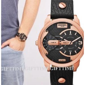 DIESEL ディーゼル MINI DADDY DZ7317 ROSEGOLD STAINLESS BLACK LEATHER ANALOG ローズゴールド・ブラックレザー ユニセックス∵｜gifttime