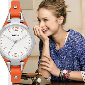 FOSSIL フォッシル ES3315 Georgia 細身レザーバンド ジョージア オレンジ レディース 腕時計｜gifttime