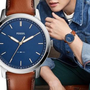 FOSSIL Minimalist Leather フォッシル ミニマリスト スリム ネイビーブルー レザー メンズ 腕時計 fs5304｜gifttime