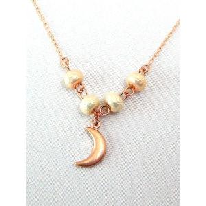 [メール便]『made in japan!』日本製 ローズゴールド 月パールネックレス moon Necklace j-rosemoon-n レディース ネックレス｜gifttime