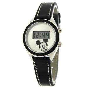 Disney ディズニー mk1040a Mickey Mouse Digital Silver Sunray Black Strap ミッキー マウス レディース 腕時計｜gifttime