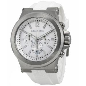 MICHAEL KORS[マイケルコース] mk8380 Dylan　White Silicone  ディラン　ホワイト　シリコンバンド　メンズ クロノグラフ腕時計｜gifttime