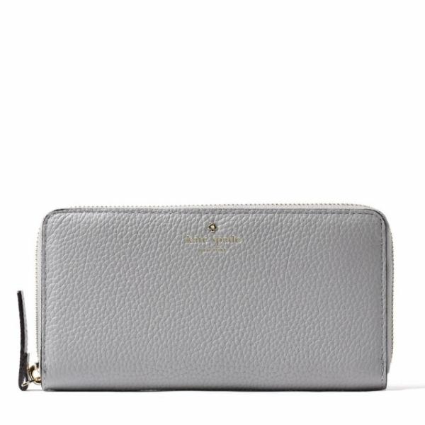 KATE SPADE［ケイトスペード］レザー グレー ラウンドジップ 長財布 正規並行輸入品 pwr...