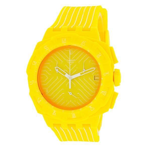 SWATCH スウォッチ 腕時計 SUIJ400 クロノ PLASTIC YELLOW RUN