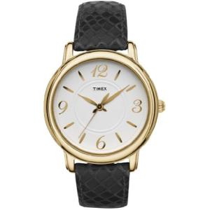 TIMEX タイメックス t2n619 Gold Black Leather Strap レディース　腕時計｜gifttime