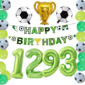 グリーン サッカー応援テーマ 男の子 誕生日 バルーン 飾り付け セット サッカーボール 1歳〜18歳 選択可能 バースデーバルーン　風船 アルミ風船