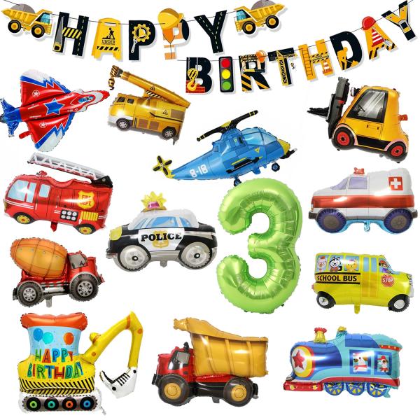 爆買 誕生日 飾り付け バルーン 80cm BIG風船 12体 工事現場用車 乗り物 戦闘機  ナン...