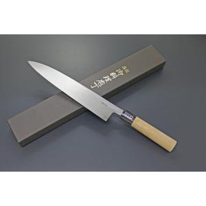 堺孝行 包丁 出刃 7寸 210mm 安来白三鋼 本霞研 水牛柄 日本製 和包丁