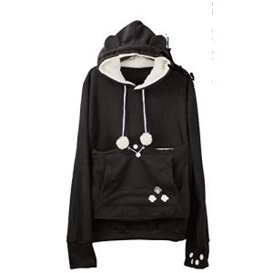 m.tivance にゃんこ ポケット フリース パーカー 猫耳 森ガール 猫 犬 小動物 S M L XL XXL ブラック グレー フー