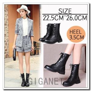 ブーツレディース革靴ミドルブーツシューズレースアップローヒールレディースファッション